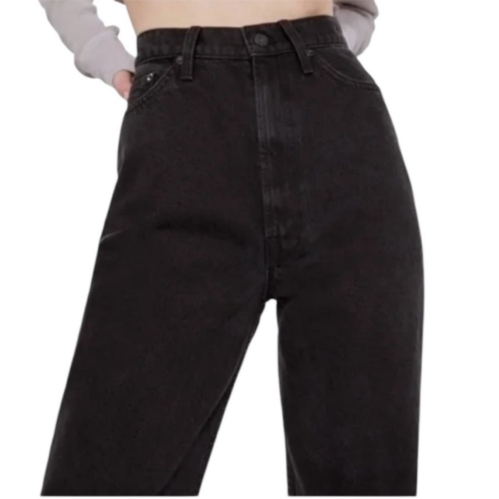 Mother women’s jeans size 26 barrel leg wide high waist high rise black jeans